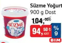 DOST SÜZME YOĞURT 900 G fiyat ve kampanya bilgisi